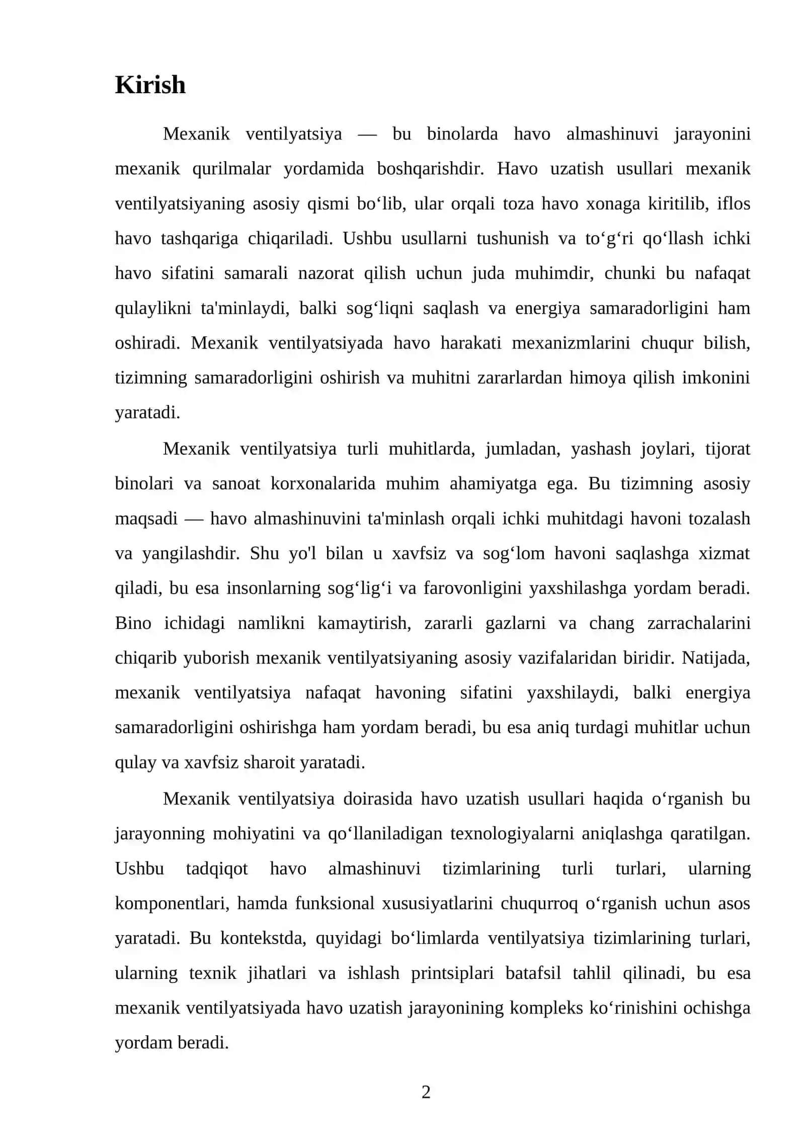Mexanik ventilyatsiyada havo uzatish usullari 2
