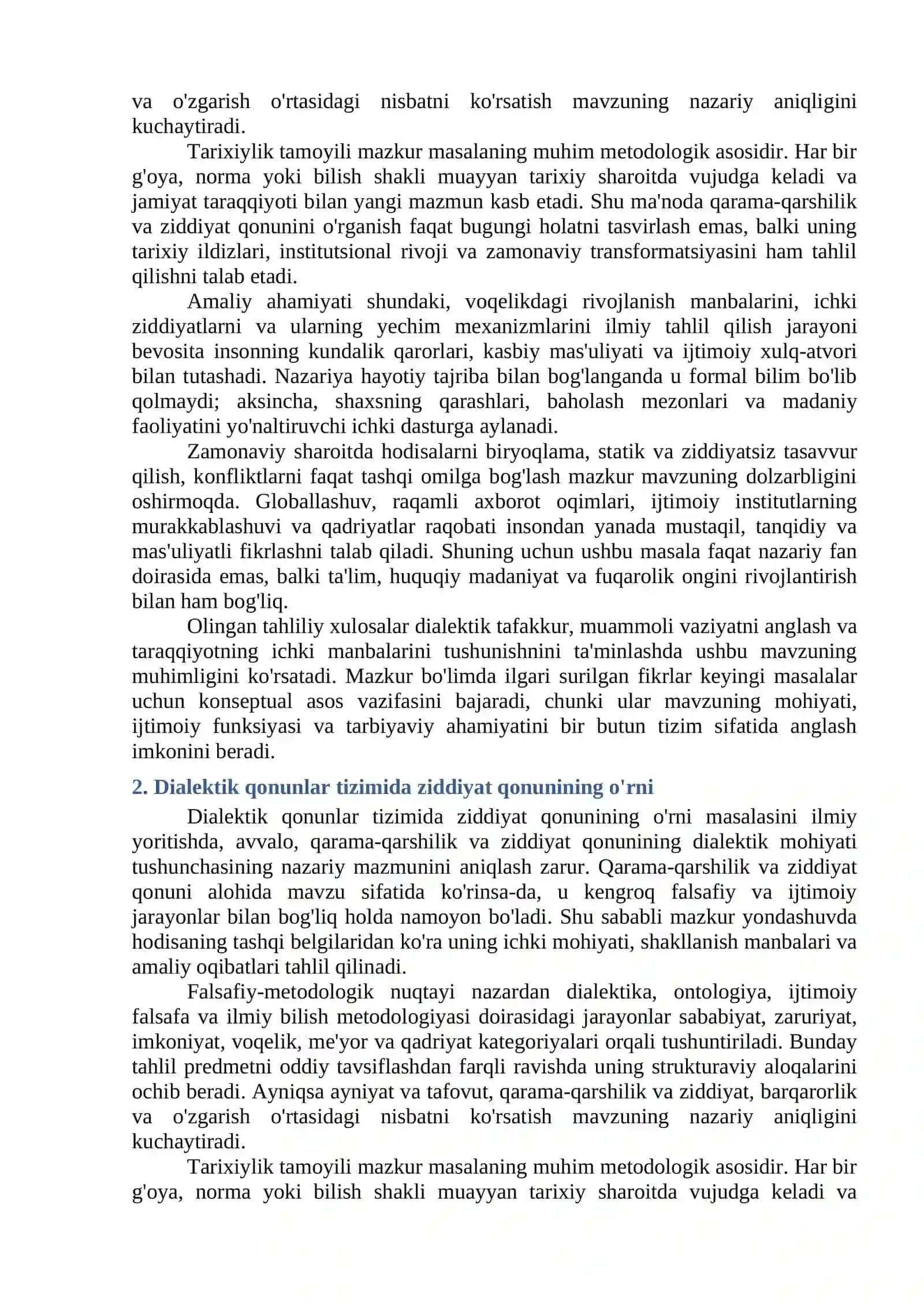 QARAMA-QARSHILIK VA ZIDDIYAT QONUNI 2