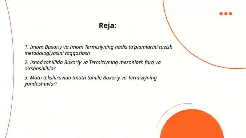Imom Buxoriy va Imom Termiziyning hadis ilmiga qoʻshgan hissalarini qiyosiy tahlili 2
