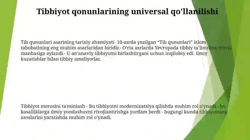 Tib Qonunlari Asarining Olamshumul Ahamiyati 2