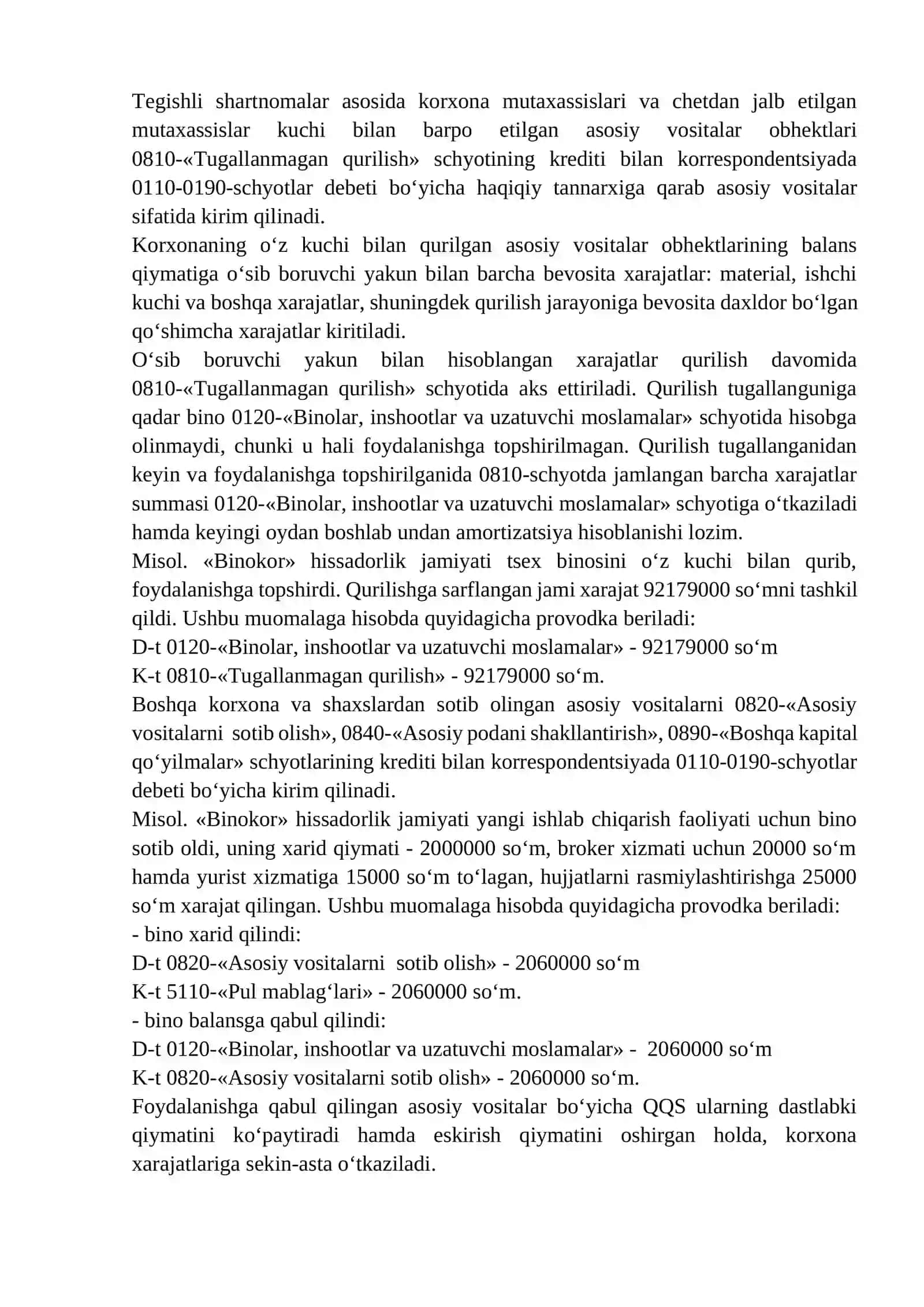 Asosiy vositalarni qabul qilish va hujjatlashtirish 2