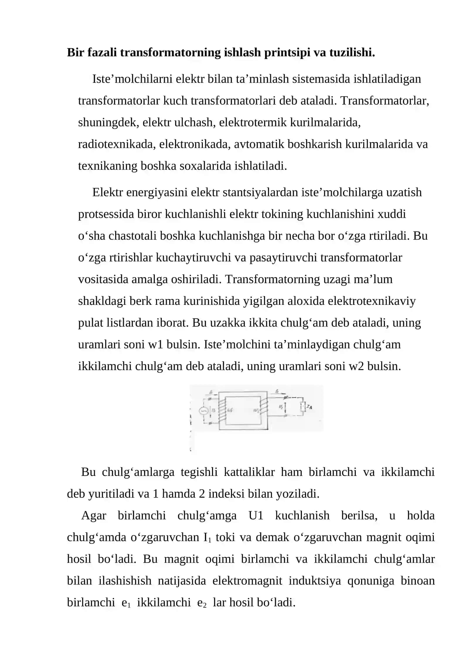 Transformatorlarning asosiy parametrlari va tavsiflari 2