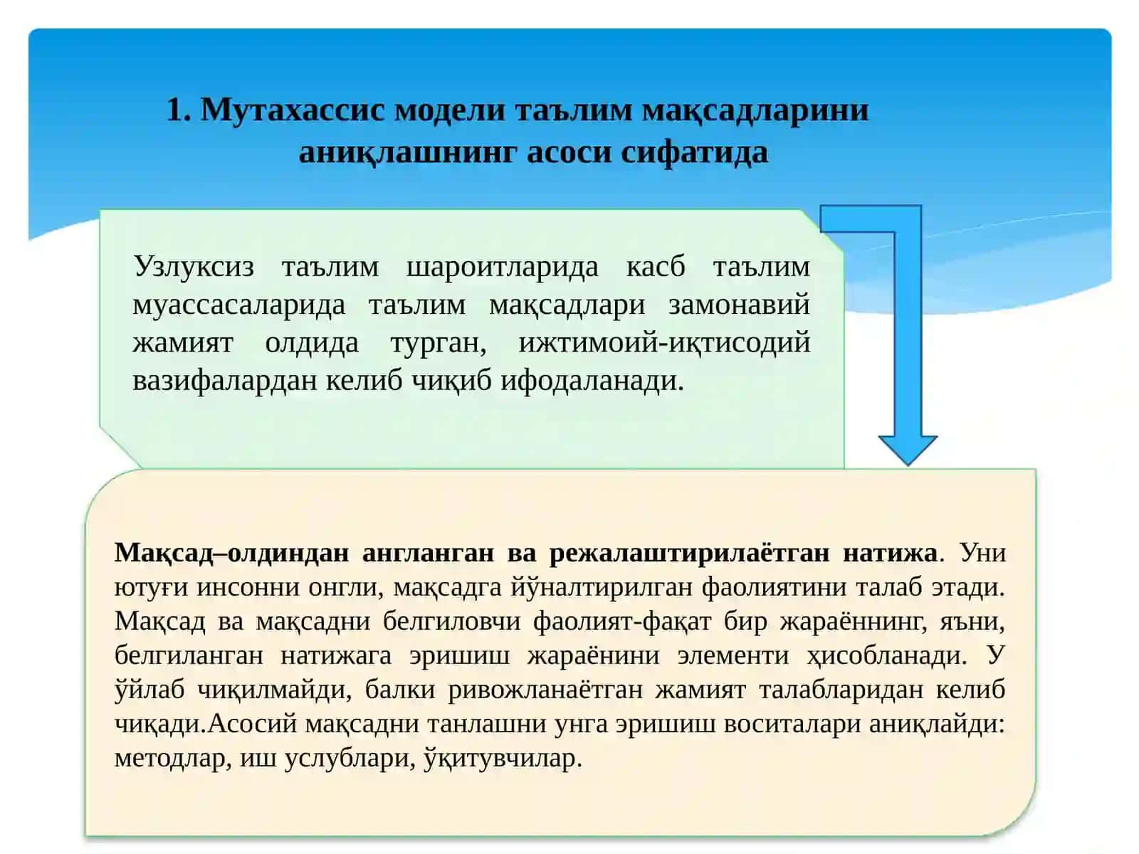 Махсус фанлар бўйича ўқув машғулотларини лойиҳалаштириш ва режалаштиришнинг асослари 2