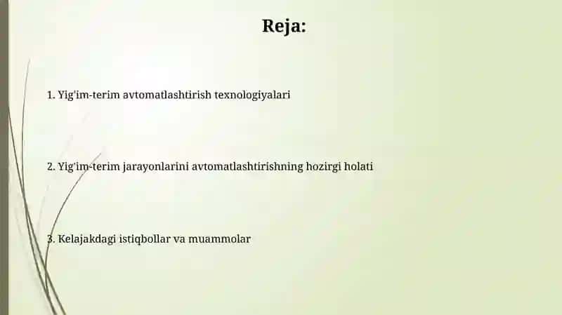 Yig'ish jarayonlarini avtomatlashtirish 2
