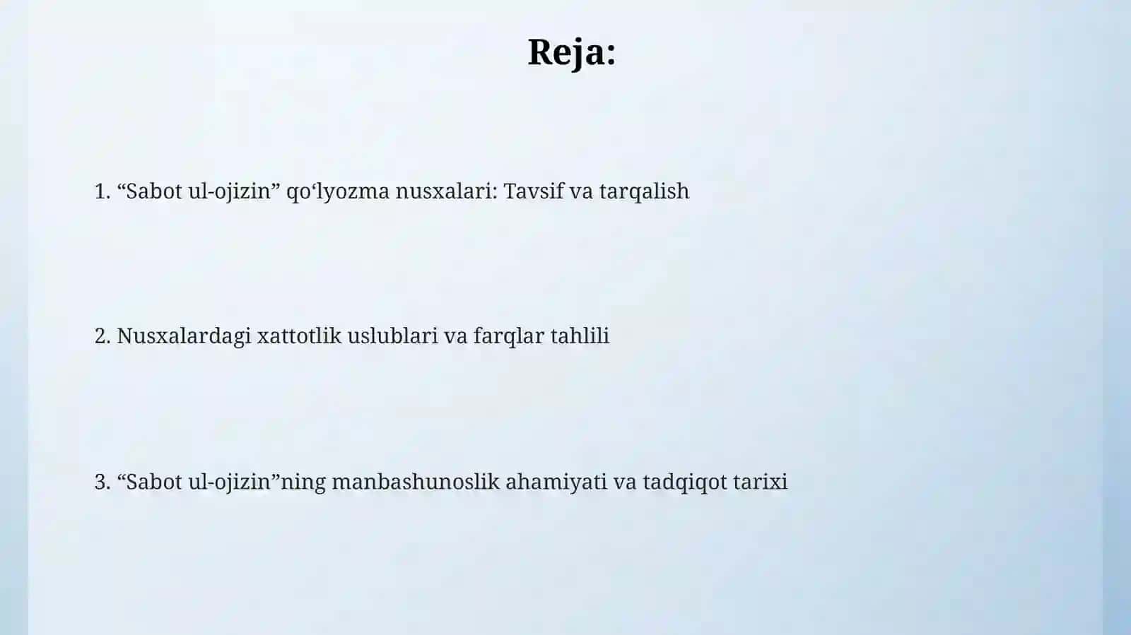 "Sabot ul-ojizin" nusxalari va ulardagi xat turlari 2