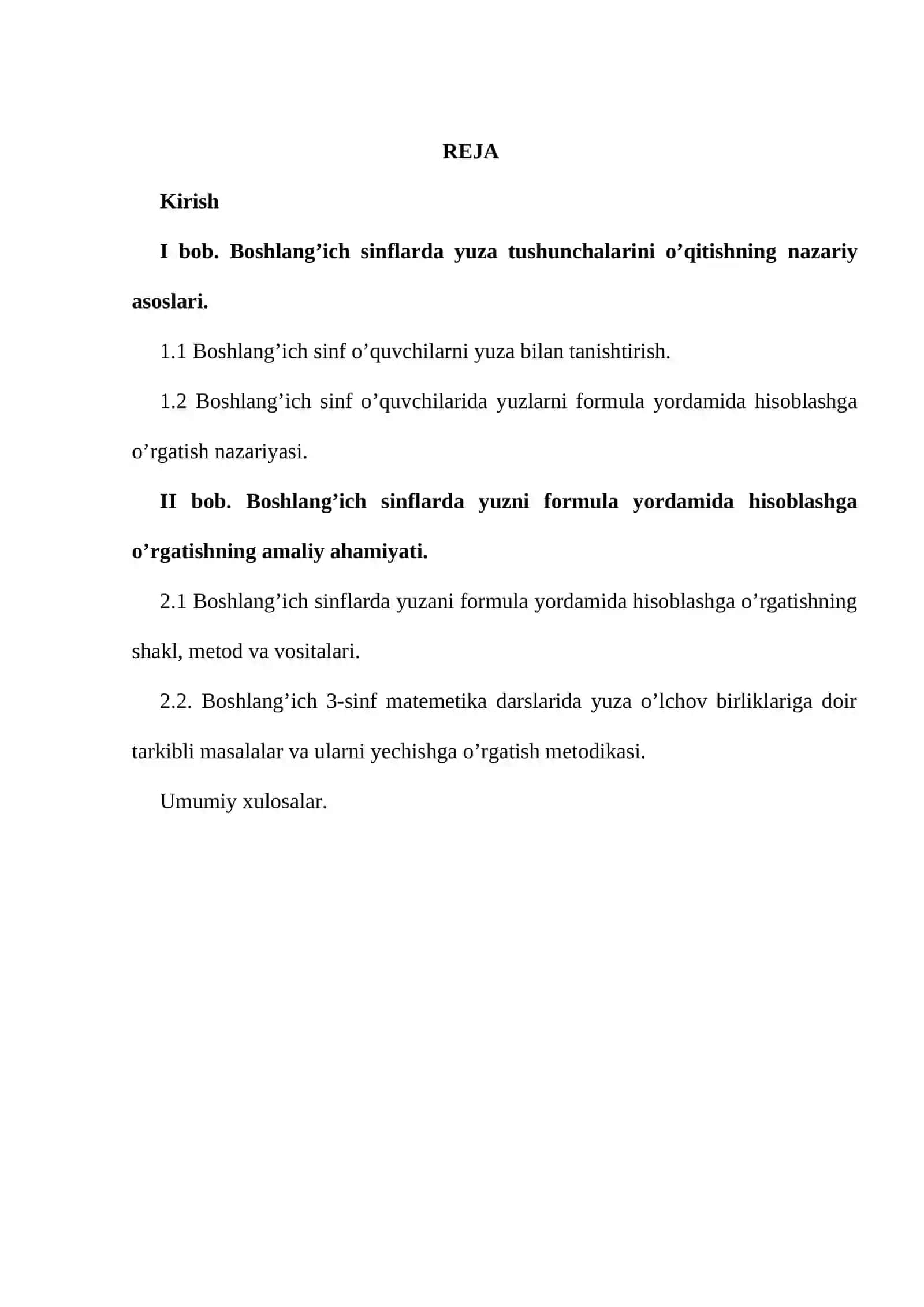 “Yuzlarni formula yordamida hisoblashga doir masalalar” 2
