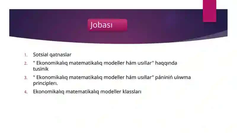 Ekonomikalıq Matematikalıq Modeller Hám Usıllar 2