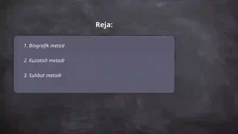 Shaxsni o'rganish metodlari 2