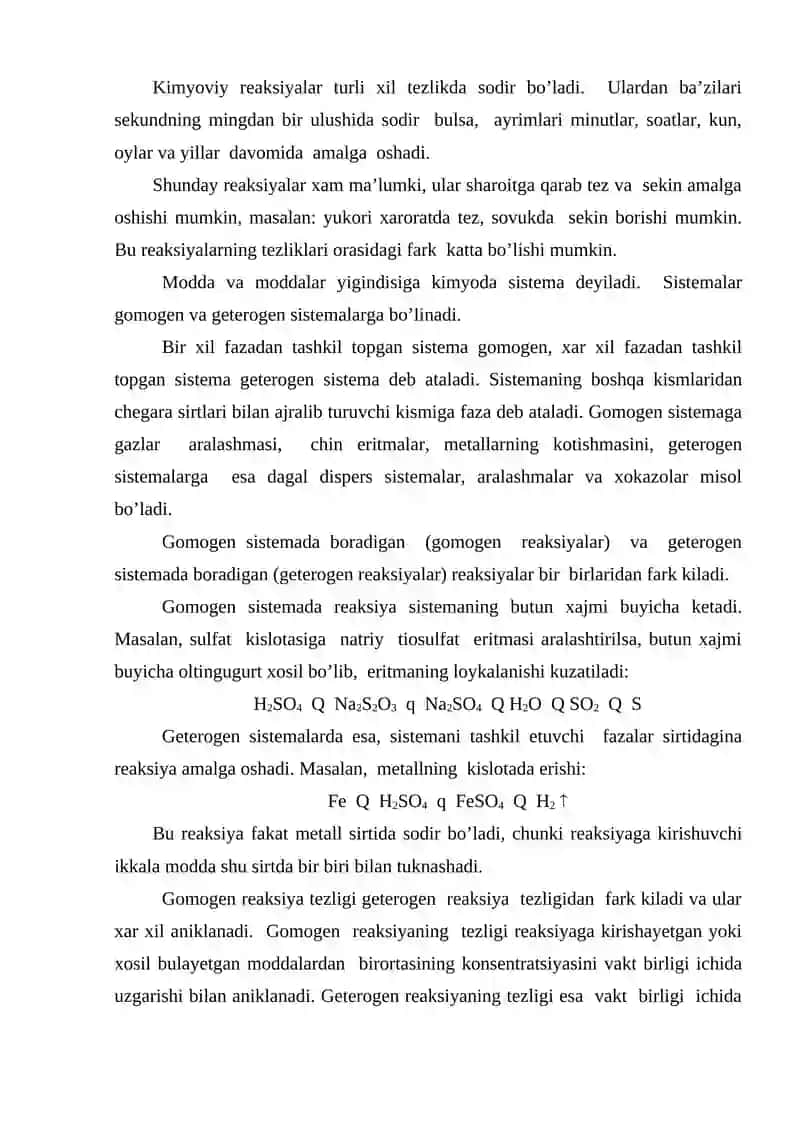 Kimyoviy kinetika va muvozanat 2