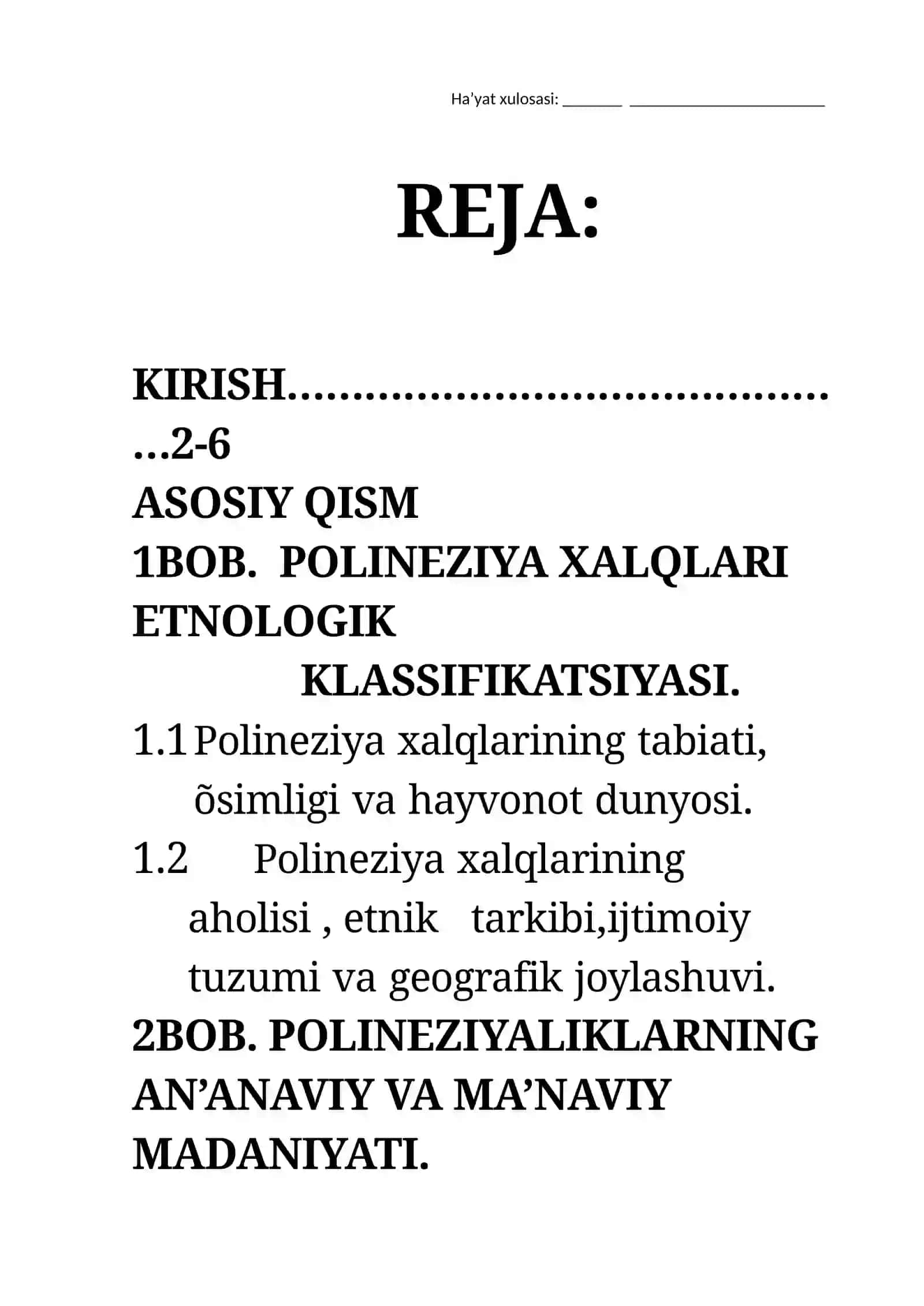 Ploneziya xalqlarining etnologik klassigikatsiyasi va an’anaviy madaniyati 2