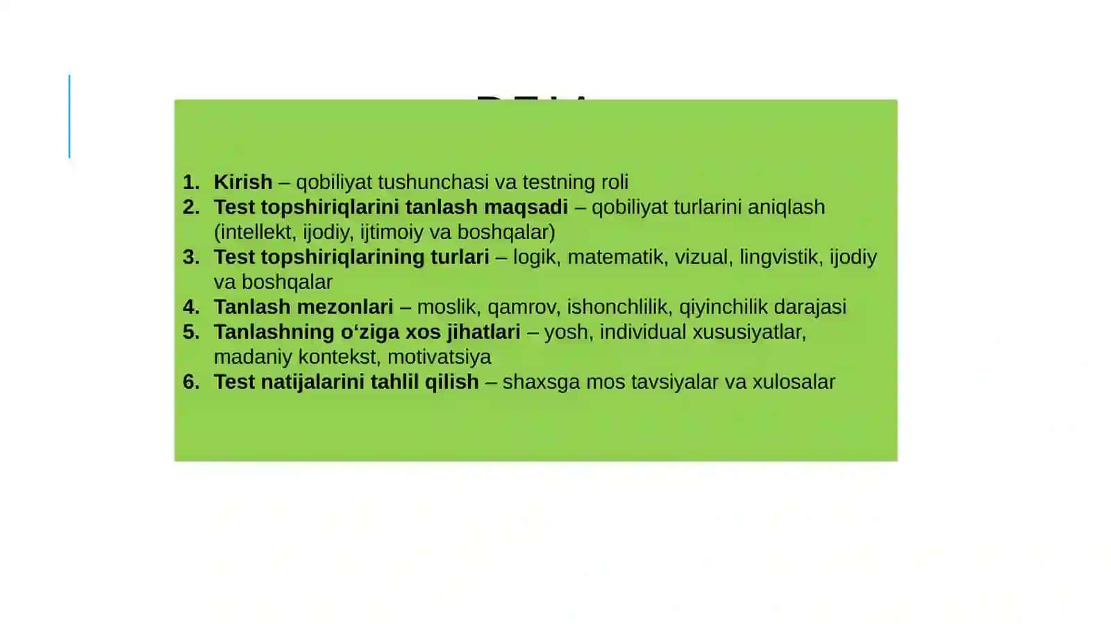 Qobiliyatni o‘rganish test topshiriqlarini tanlashning o‘ziga xos jihatlari 2
