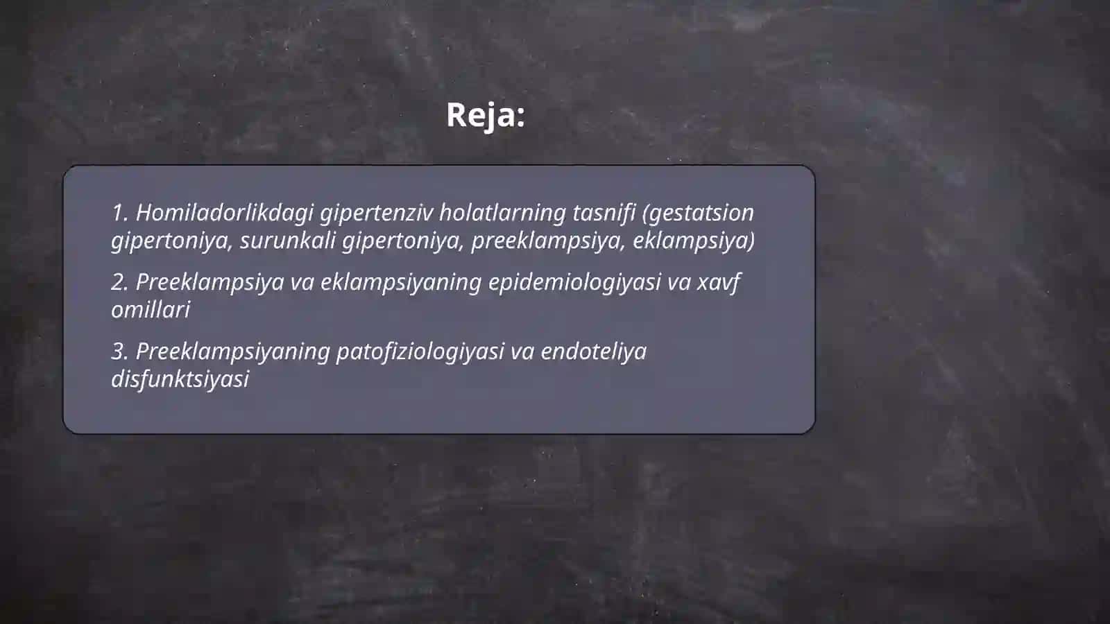 Homiladorlik va tug’ruq davrida gipertenziv xolatlar. Eklamsiya preeklamsiya. Klinika va tashxislash 2