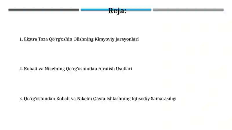 Qoʻrgʻoshindan kobalt va nikel ajratish usullari 2