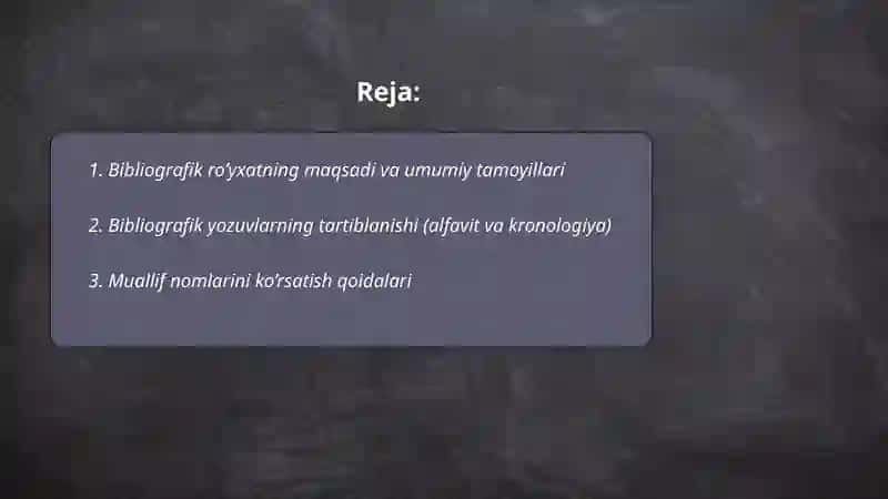 Bibliografik ro’yxatni tuzish qoidalari 2