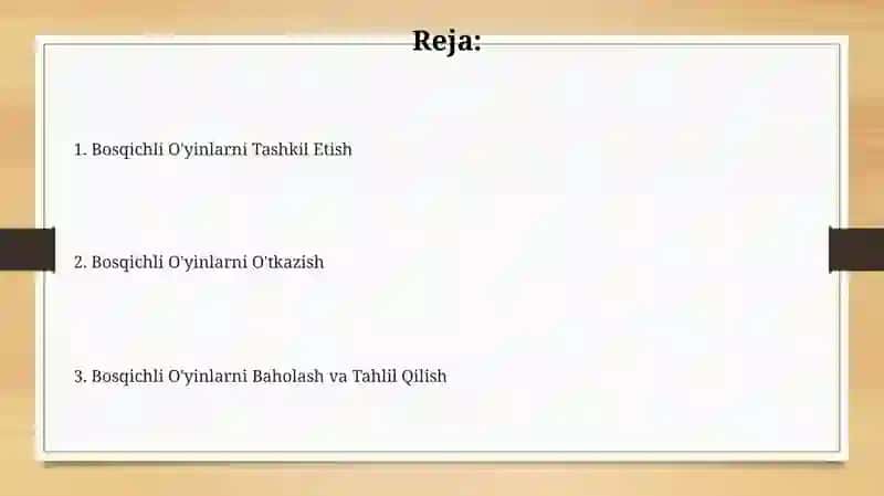 Sahnalashtirilgan òyinlarni tashkil etish va òtkazish 2