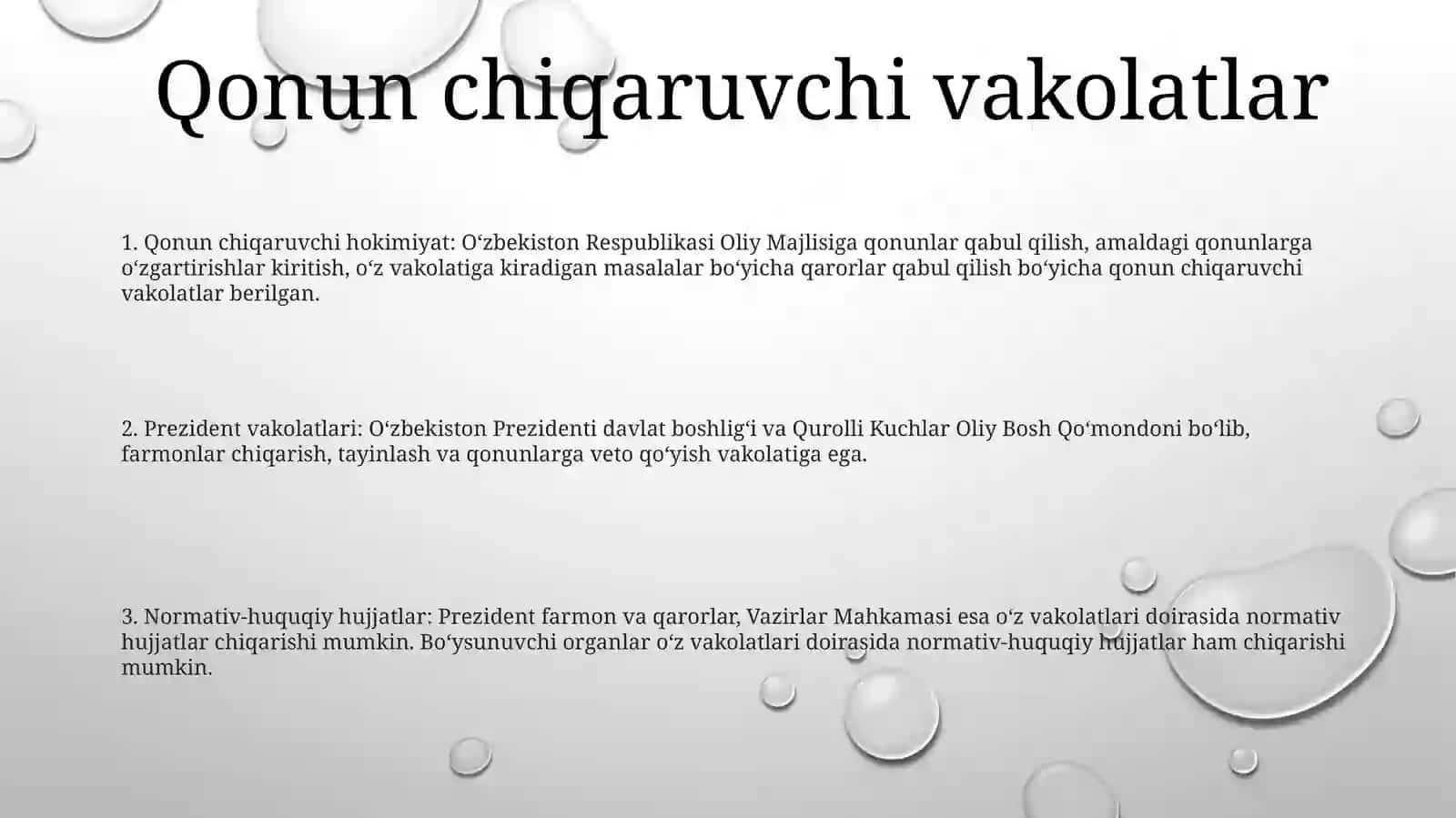 OʻZbekiston Respublikasi Prezidenti Vakolatlari Va Qabul Qiladigan Normativ Huquqiy Xujjatlar 2