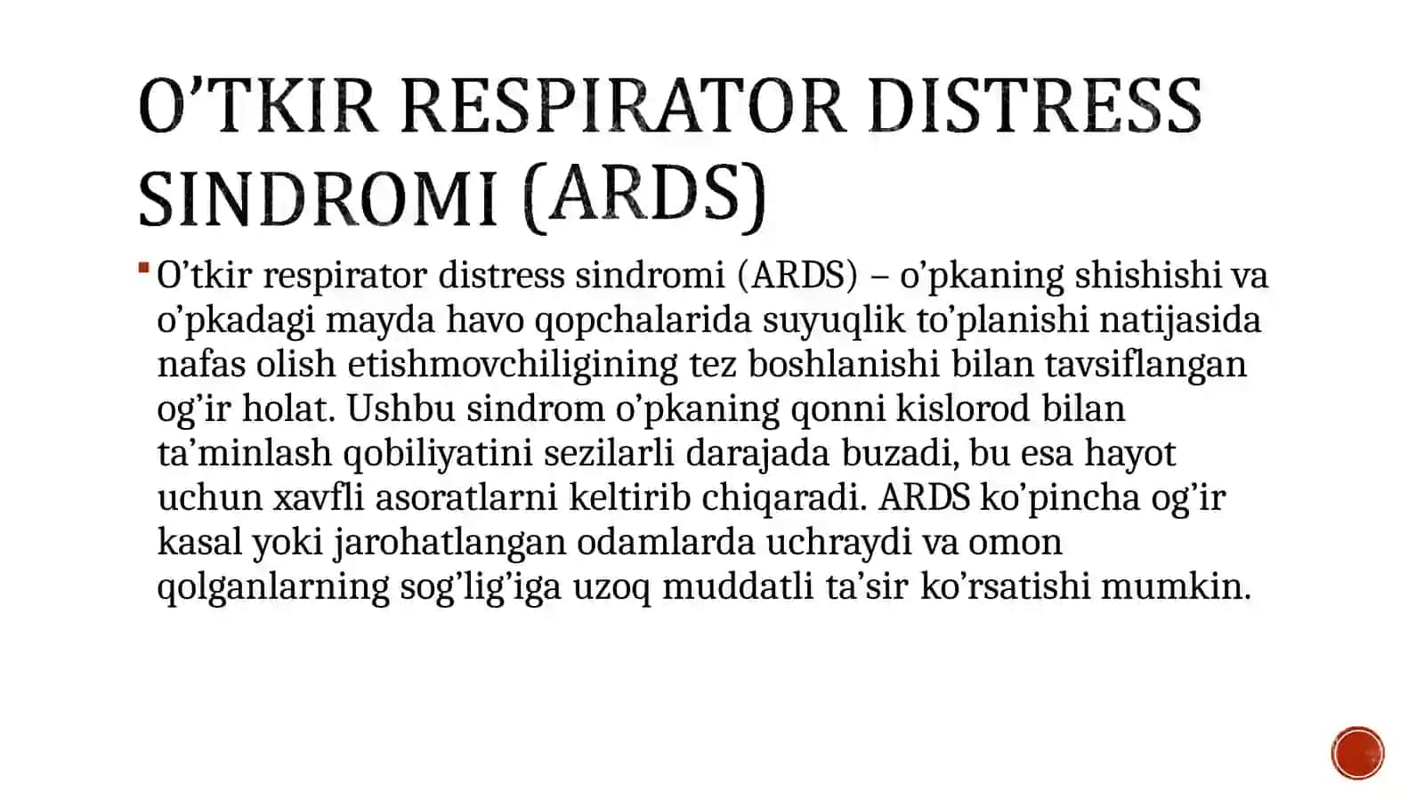 O’TKIR RESPIRATOR DISTRESS SINDROMI 2