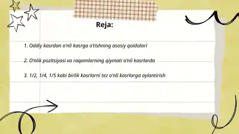 Oddiy kasrlarni oʻnli kasrlarga oʻtkazish 2