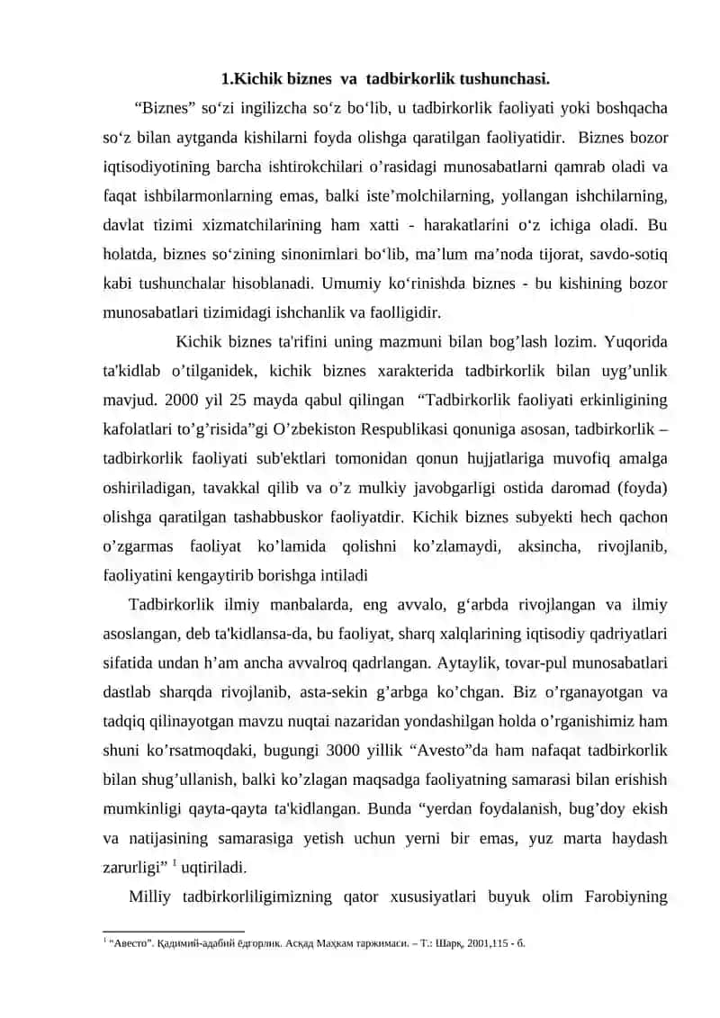 Kichik biznes va tadbirkorlikning mohiyati 2