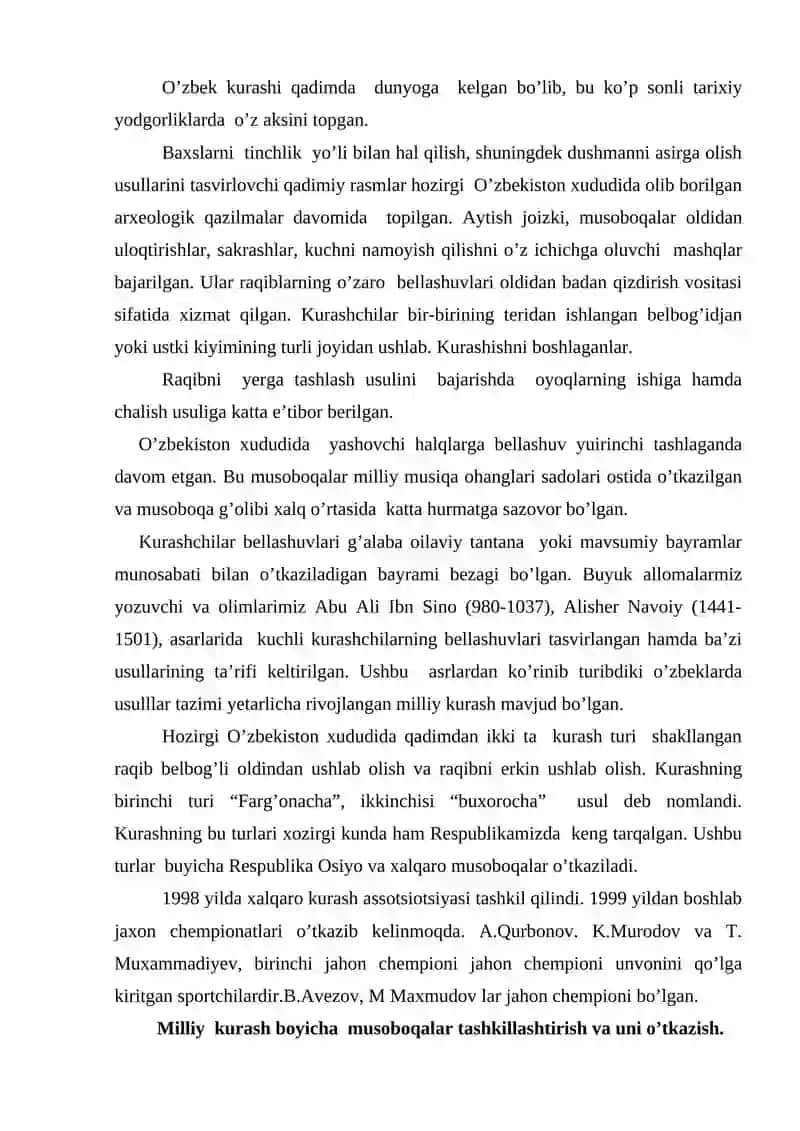 KURASHNING TARIXI, ISTIQBOLLARI VA MUTAXASSISLARNI TAYORLASH KONTSEPSIYASI 2