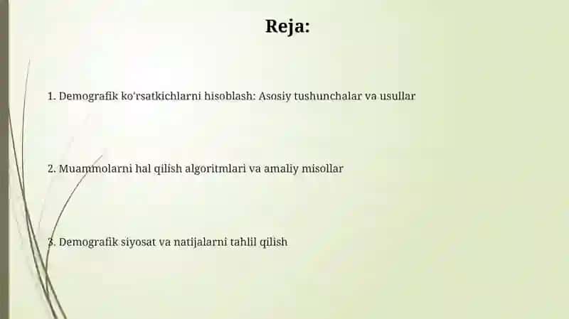 Demografik ko‘rsatkichlarni xisoblash bo‘yicha masalalar yechish 2