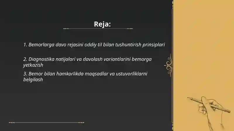 Bemorlarga davo rejasini tushiz asoslari 2