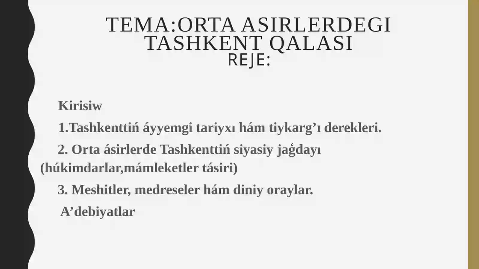 Tashkent qalasi Tariyx Tema 2