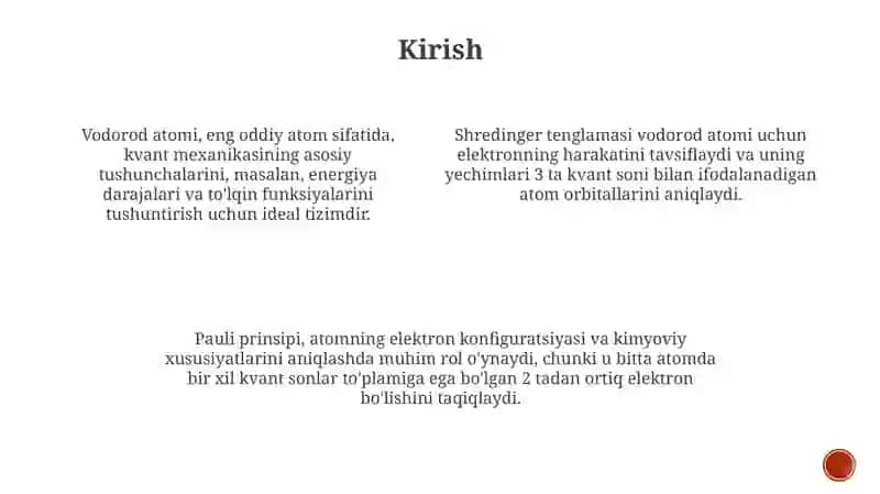 Vodorod atomi uchun Shredinger tenglamasi 2