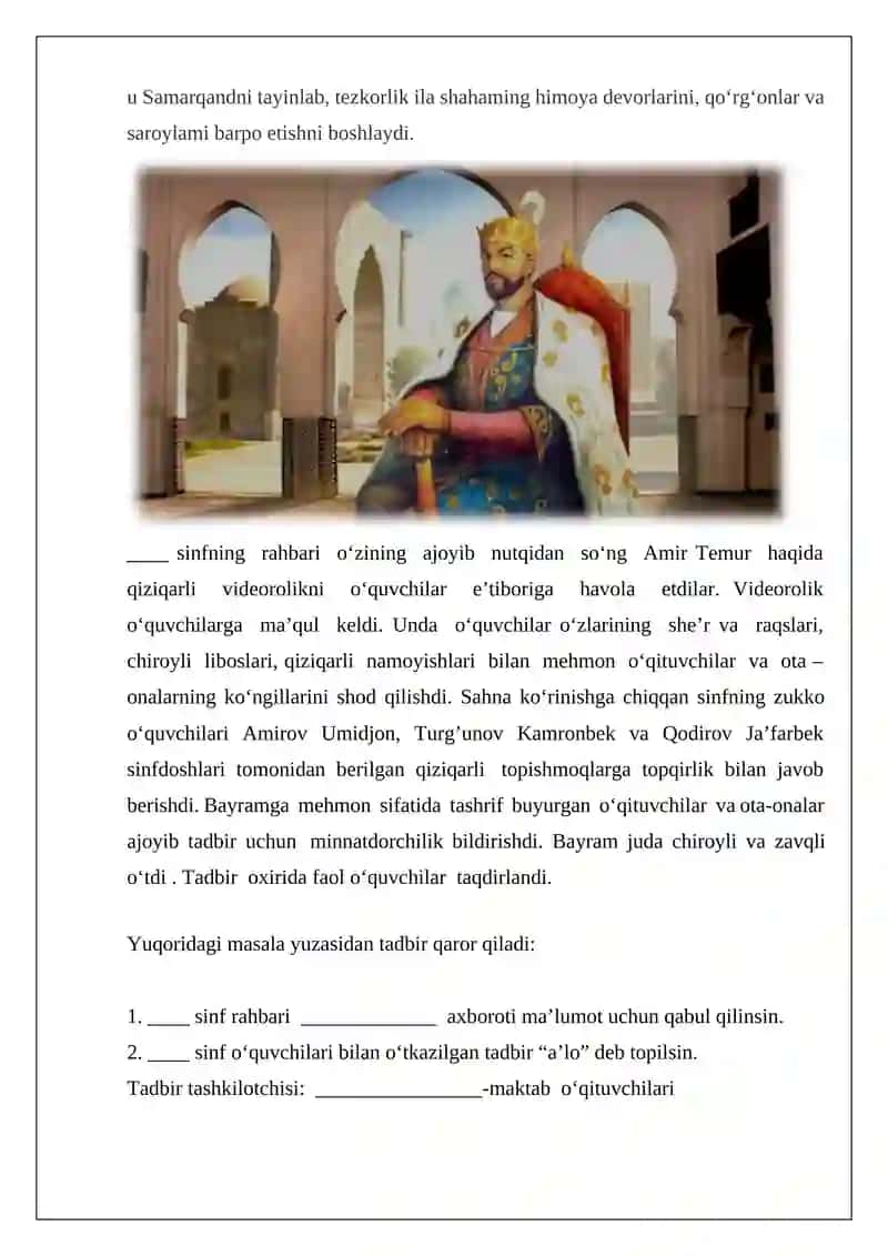 Amir Temur tavalludining 688-yilligi munosabati bilan o‘tkazilgan tadbir 2