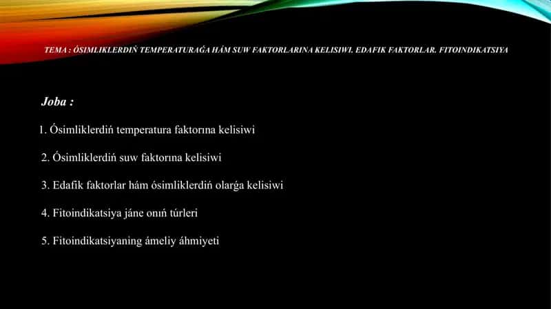 Taqdimot. Oʻsimlikler ha'm naselomalar ekalogiyasi 2