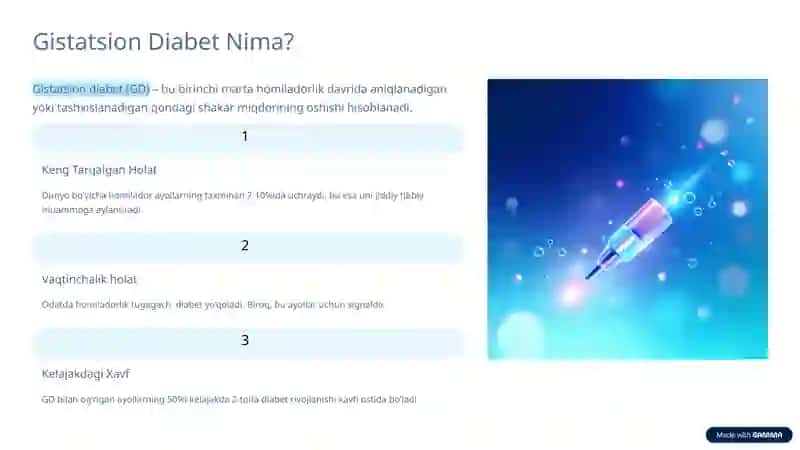 Endokrinologiya va Gistatsion Diabet: Homiladorlikda Shakar Kasalligi 2