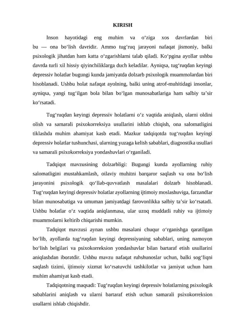 TUG`RUQDAN KEYIN DEPRESSIV HOLATLAR PSIXOKORREKSIYASI 2
