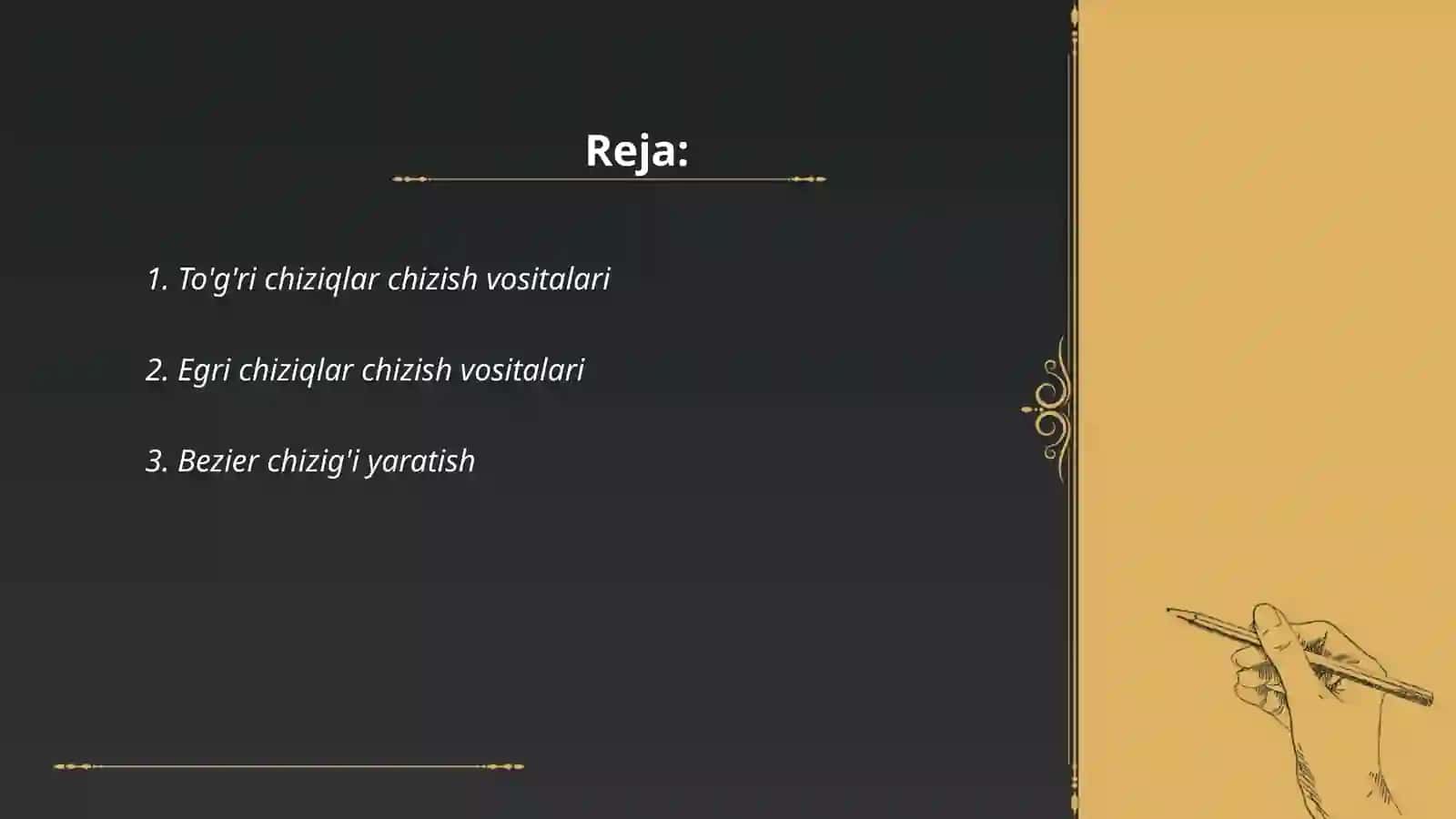 Corel draw dasturida to‘g‘ri va egri chiziqlar chizish 2