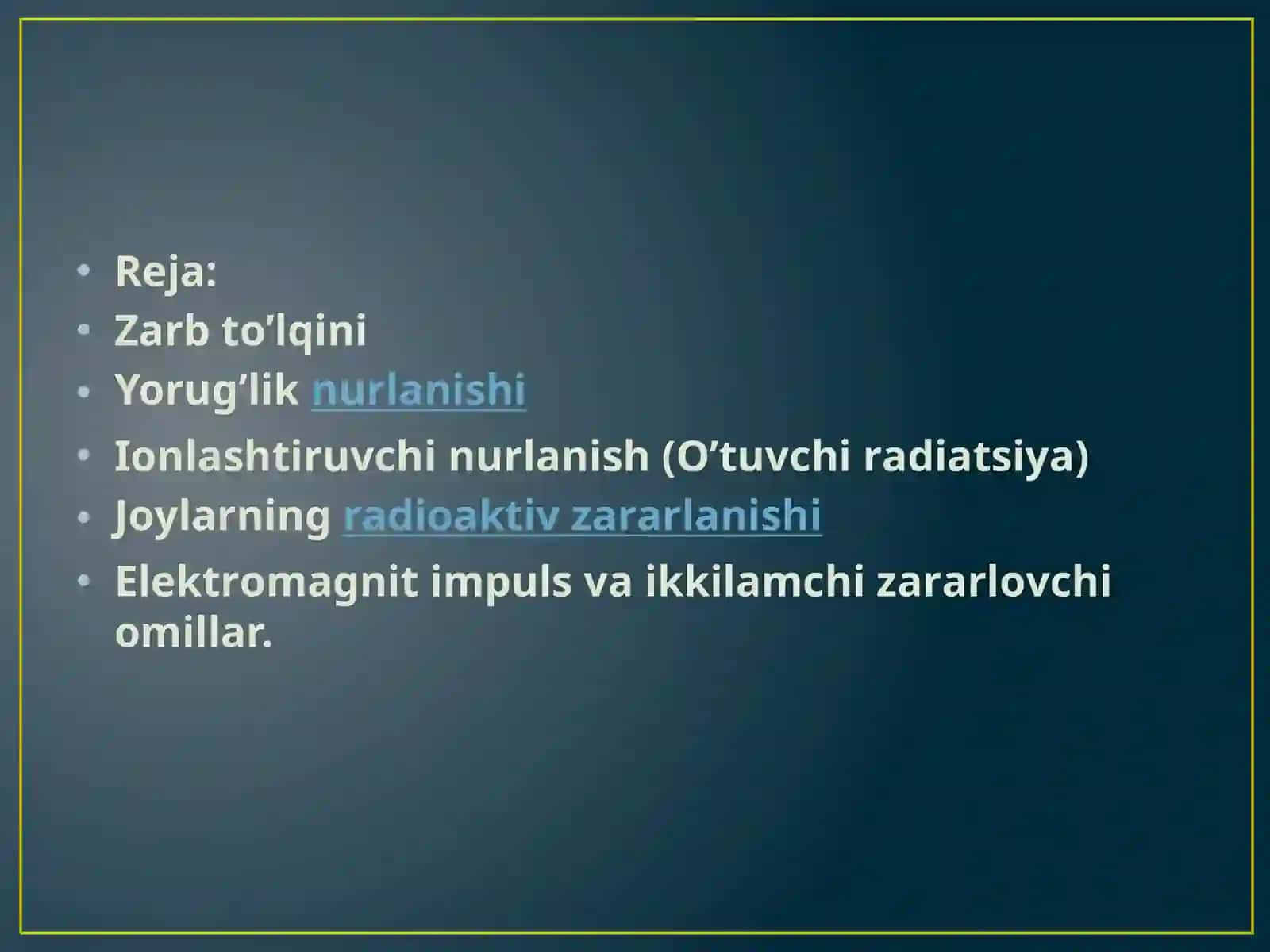 Zаrb tо’lqini.Jabrlanish zonalari yorug'lik ajralishi o'tuvchi nurlar. 2