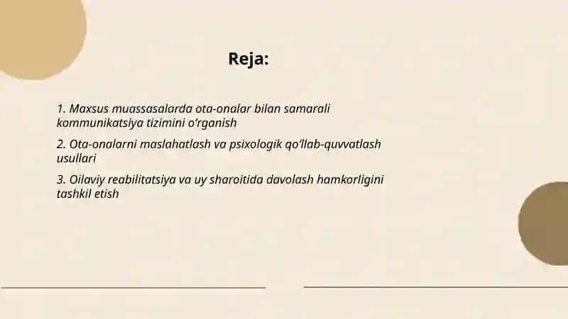 Maxsus muassasalarda ota- onalar bilan hamkorlik ishlarini oʻrganish 2