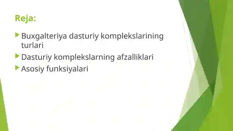 “Buxgalteriya hisobining dasturiy kompleksi” faniga kirish 2