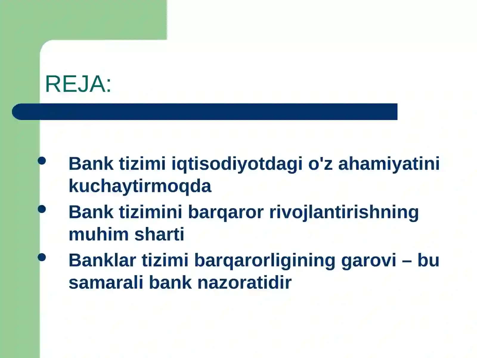 O'zbekistonda bank tizimini takomillashtirishning asosiy yo'nalishlari 2