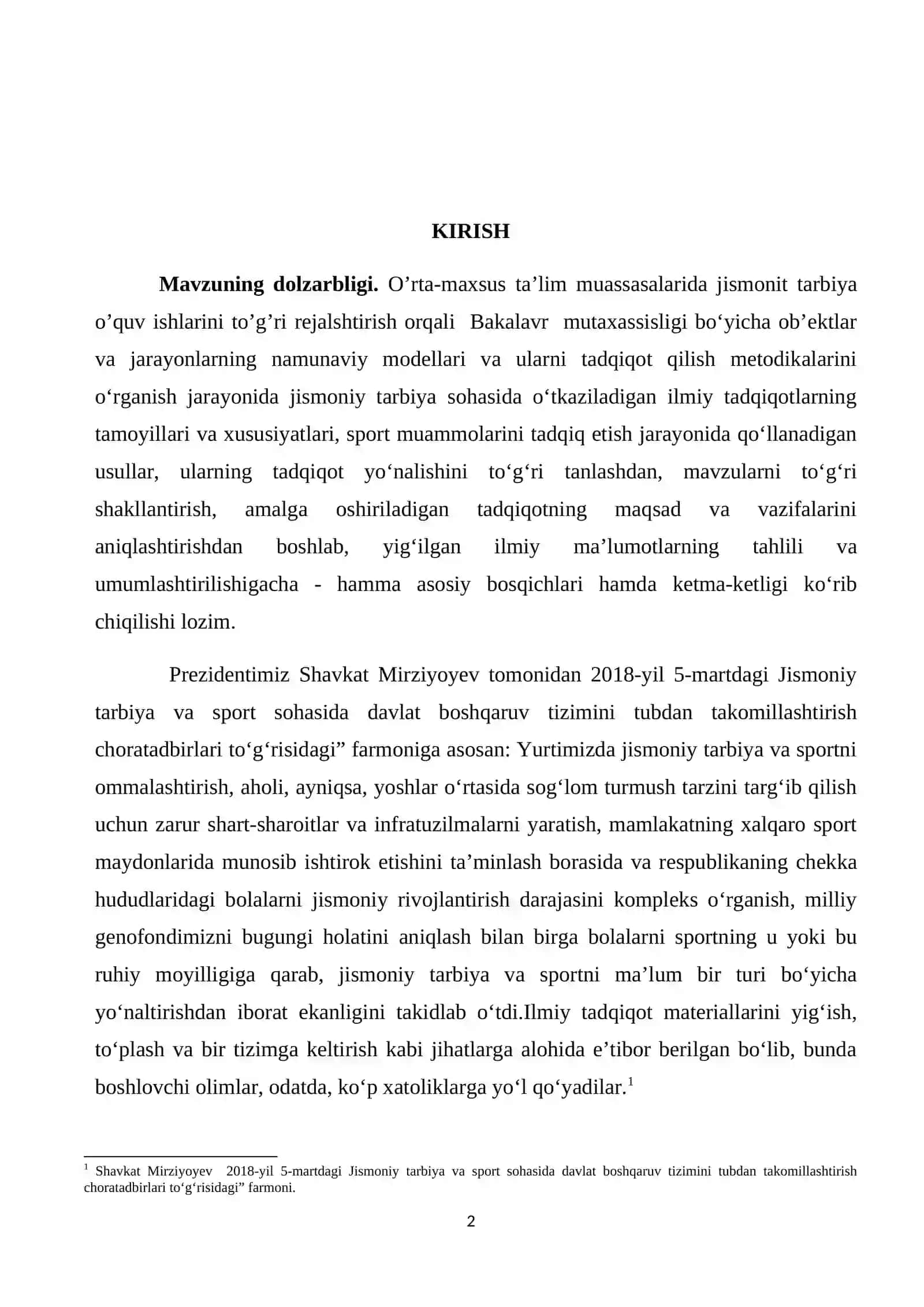 O’RTA MAXSUS TA’LIM MUASSASALARIDA JISMONIY TARBIYA BO’YICHA O’QUV REJALASHTISH 2