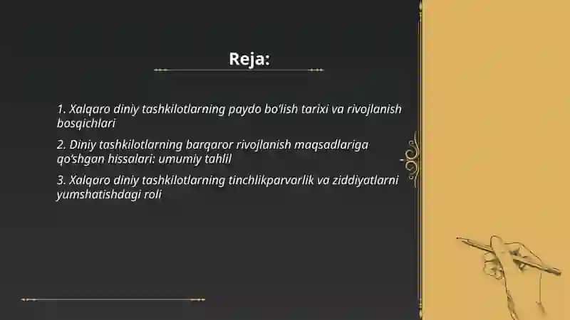 Xalqaro diniy tashkilotlar faoliyatining tarixi va ularning barqaror rivojlanish maqsadlariga erishishdagi ahamiyati 2