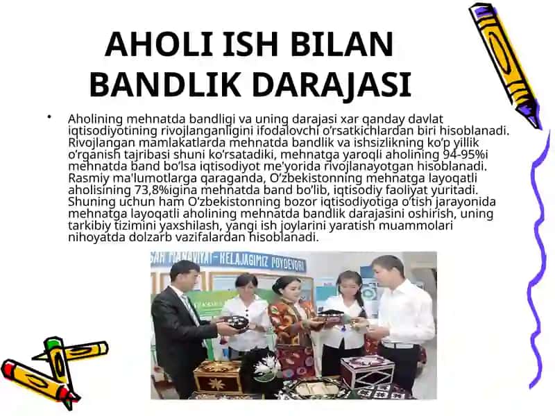 Aholining bandlik darajasi va uning o'zgarish omillari 2
