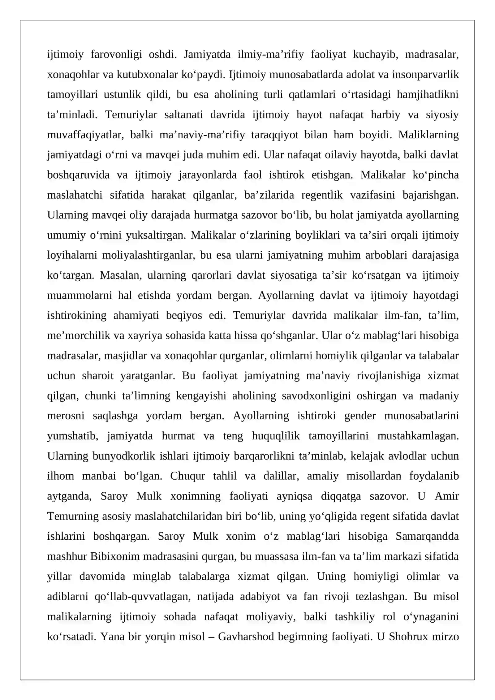 Temuriy maliklarning ijtimoiy sohadagi faoliyatlari 2