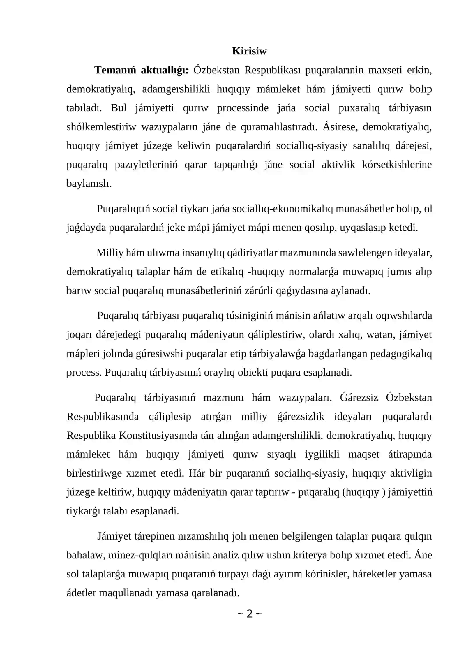 Puxaralıq tárbiya hám onıń mazmunı 2