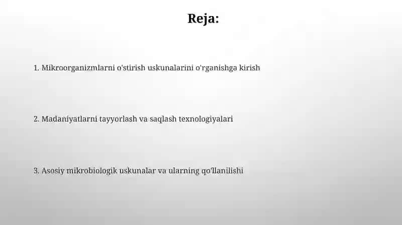 Mikroorganizm kulturalarni uskunalarini o'rganish 2