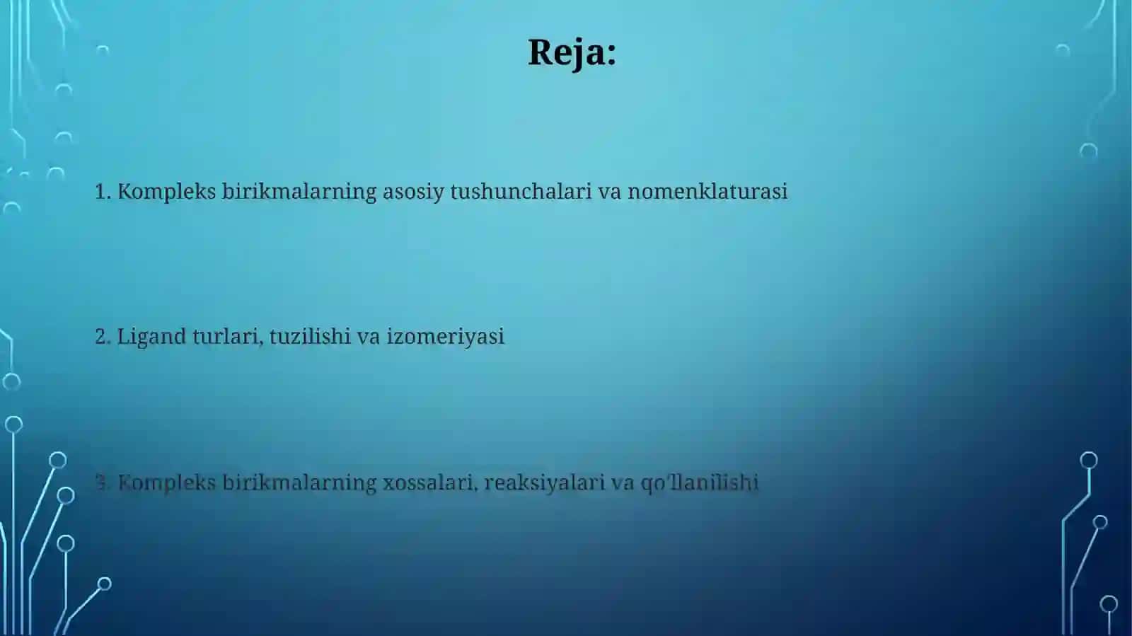 Turli xil ligandlar bilan kompleks birikmalar 2