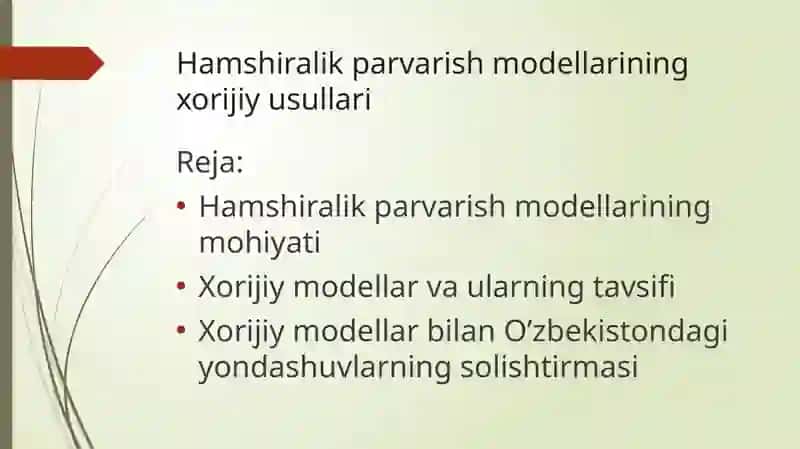Hamshiralik parvarish modellarning xorijiy usullari 2