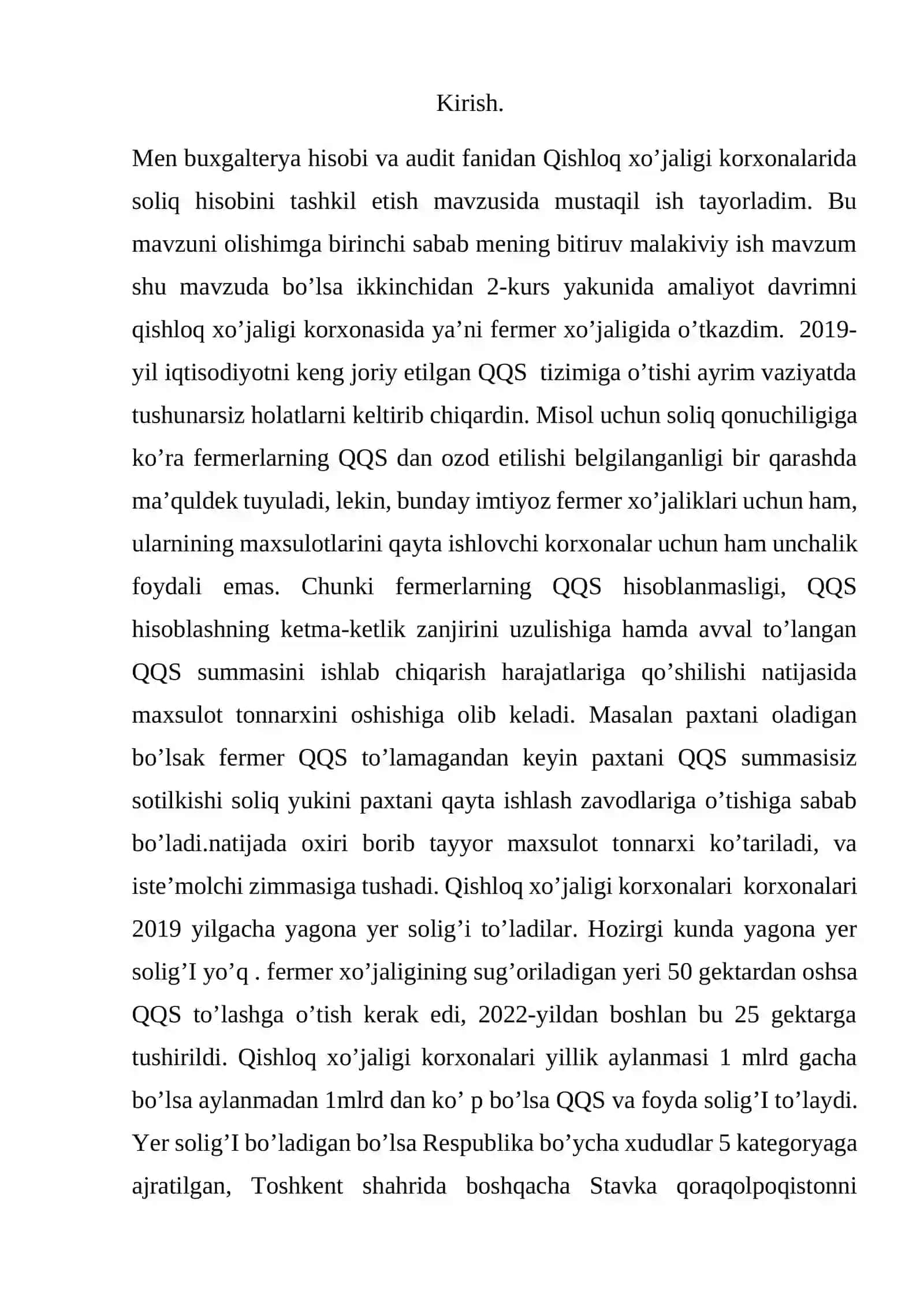 Qishloq xo’jaligi korxonalarida soliq hisobini tashkil etish 2