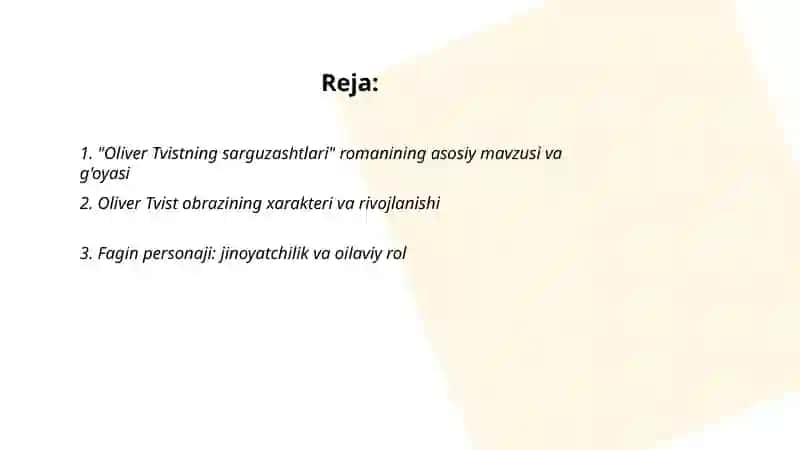"Oliver Tvistning sarguzashtlari" romanining asosiy mavzusi va g'oyasi 2