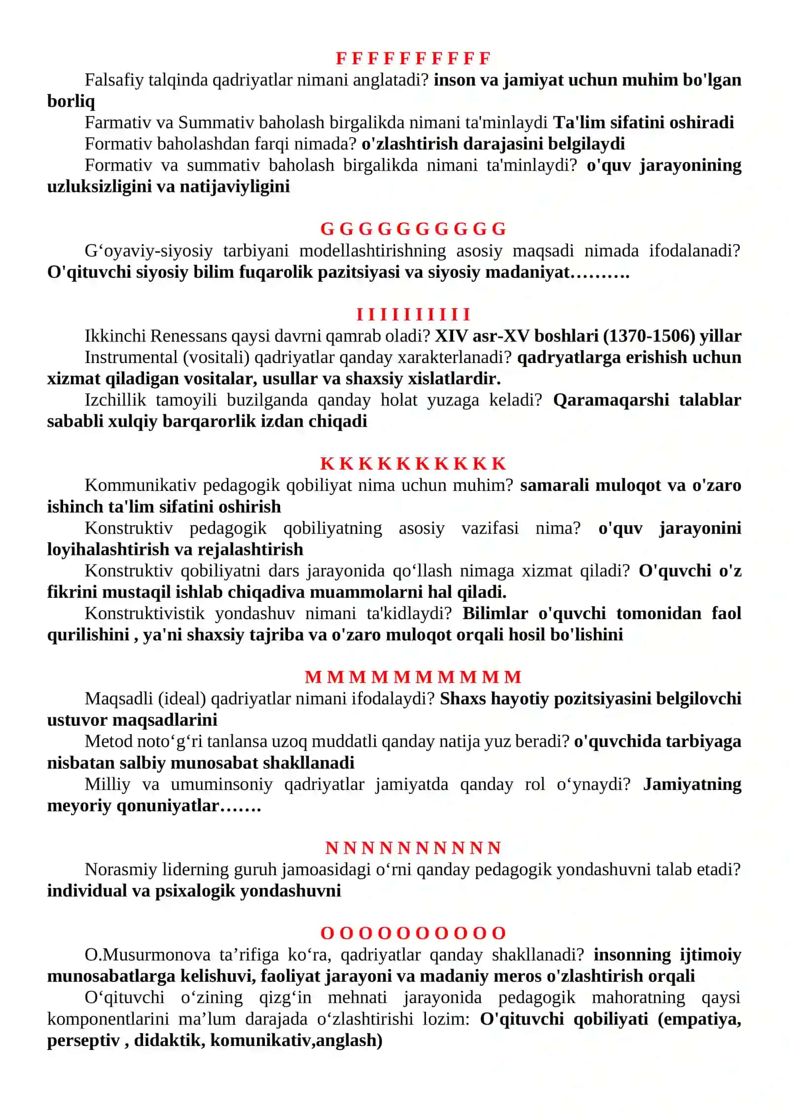 ПЕДАГОГИК МАХОРАТ (1-вариант 105-та савол-жавоб) 2