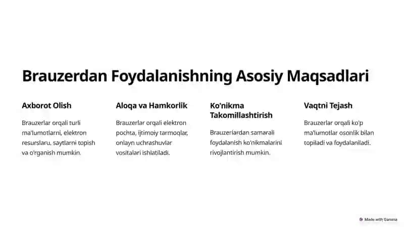 Brauzerdan Foydalanish: Kampyuter Tarmoqlari Dasturiy Jihati 2