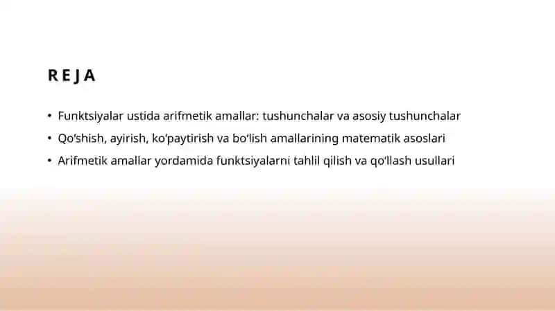 Funktsiyalar ustida arifmetik amallar 2